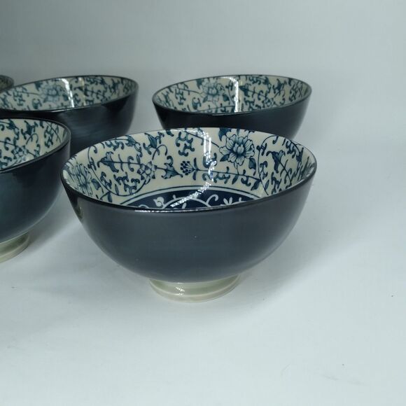 Cheng's Porcelain Footed 5 3/4"D X 2 1/2"H Rice Bowls Set of 6 VGC - Picture 2 of 9